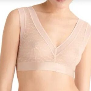 ERES 34C Equilibrate Monogram Logo Bralette in Nude Soutien Gorge Mesh Bra